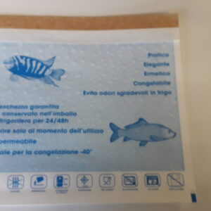 Sacchetto politenato f.to 25x25 stampa pesce con adesivo