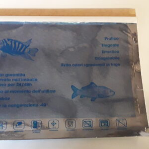 Sacchetto politenato f.to 33x25 stampa pesce con adesivo